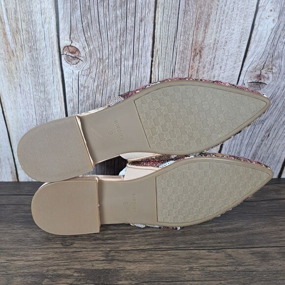 BIRDIES The Dove Floral Pink Petal Sequin Slip On Mule Women's Sz 9 NIB - Picture 7 of 9
